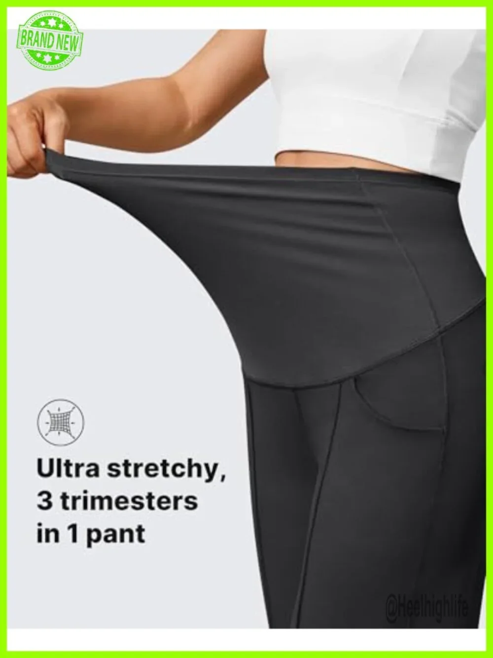 Maternity Pants Over the Belly Wide Leg Yoga Dress Pants with Pockets